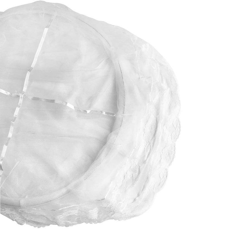 BCBYou Princess Bed Canopy Netting Mosquito Net Round Lace Dome for Twin Full and Queen Size Beds Crib with Jumbo Swag Hook (White) - Image 3
